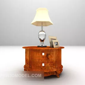 European Bedside Table With Lamp 3d model