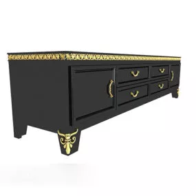 European Vintage Black Tv Cabinet 3d model
