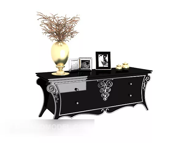 European Black Decorative Side Cabinet 3d model European Black Decorative Side Cabinet 3d model