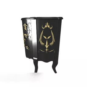 European Vintage Black Delicate Side Cabinet 3d model