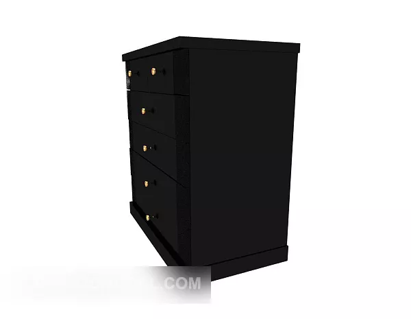 European Black Drawer Side Cabinet 3d model European Black Drawer Side Cabinet 3d model