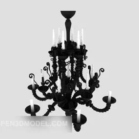 European Black Metal Classic Chandelier 3d model