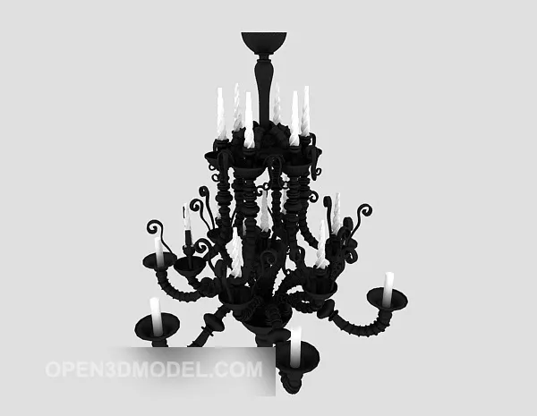 European Black Metal Classic Chandelier 3d model European Black Metal Classic Chandelier 3d model