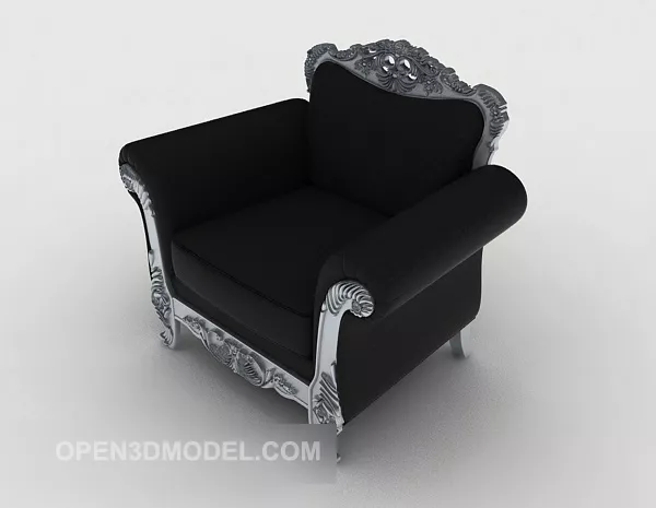 European Black Single Sofa Antique 3d model European Black Single Sofa Antique 3d model