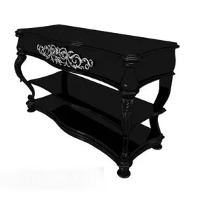 European Vintage Black Solid Wood Table 3d model