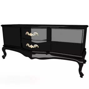 European Black Style Tv Cabinet 3d model