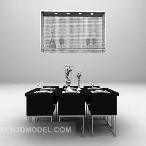 European Black Table Chair Dinning Room 3d model