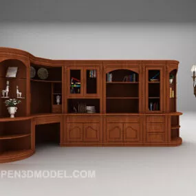 European Bookcase Corner Furniture 3d model