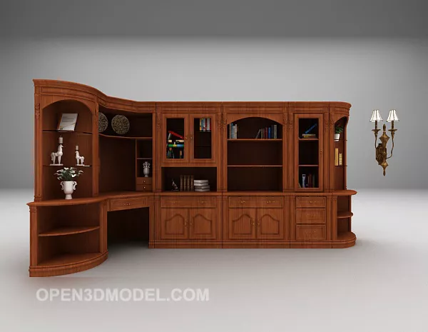 Bookcase With Shelf Slide Door 3d model
