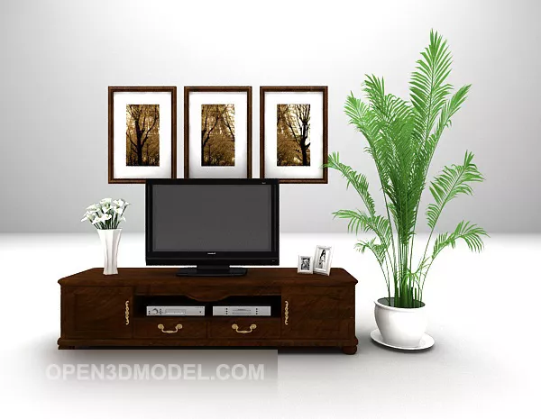 European Brown Wood Tv Cabinet V1 3d model European Brown Wood Tv Cabinet V1 3d model