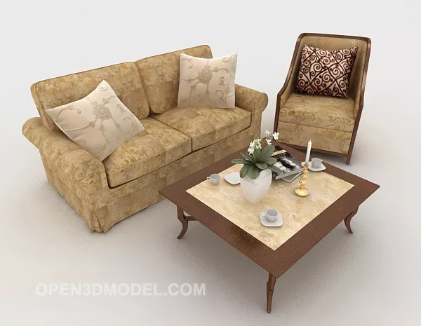 European Brown Combination Sofa 3d model European Brown Combination Sofa 3d model
