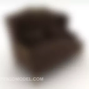 European Brown Leather Double Sofa 3d model