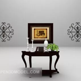 European Brown Entrance Hall Cabinet 3d model