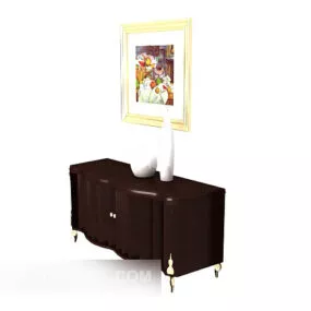 European Brown Gate Side Cabinet 3d model