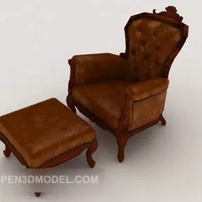 European Brown High-end Single Sofa Design 3d model
