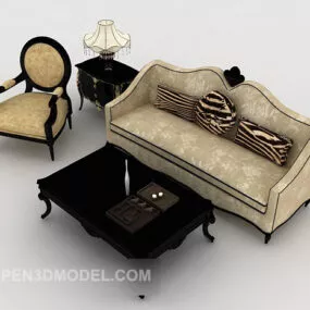 European Brown Home Combination Sofa 3d model