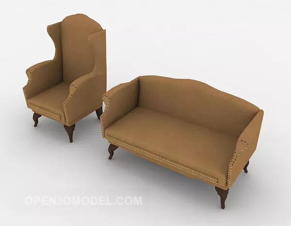 European Brown Home Sofa Design 3d model European Brown Home Sofa Design 3d model