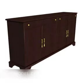 European Walnut Brown Locker 3d model