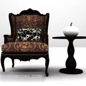 European Vintage Brown Lounge Chair 3d model