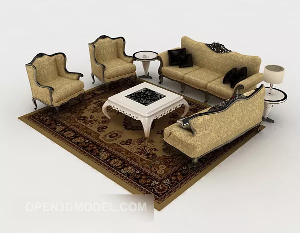 European Brown Pattern Sofa Sets 3d model European Brown Pattern Sofa Sets 3d model