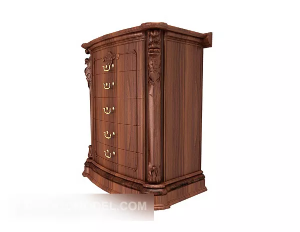 European Brown Side Cabinet 3d model European Brown Side Cabinet 3d model