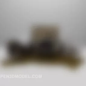 European Style Brown Sofa Chair 3d model