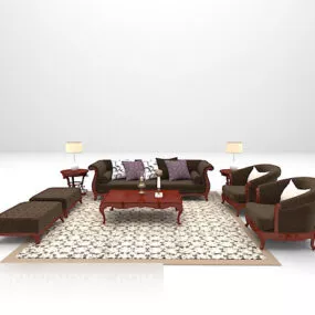 European Brown Antique Sofa 3d model