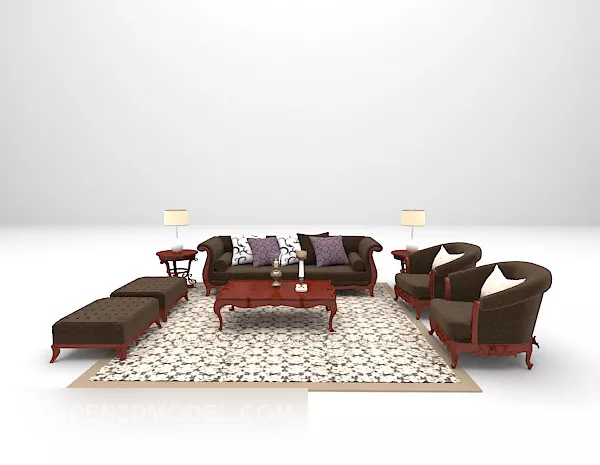 European Brown Antique Sofa 3d model European Brown Antique Sofa 3d model
