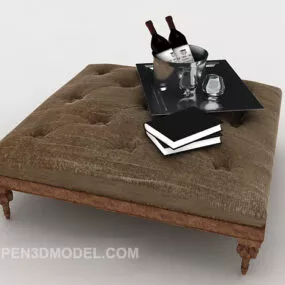 European Brown Sofa Stool 3d model