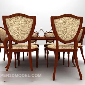 European Brown Table Antique Style 3d model