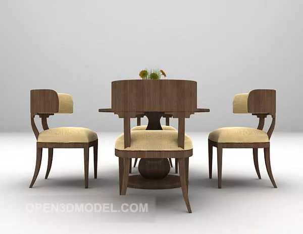 European Modern Style Brown Table And Chair 3d model European Modern Style Brown Table And Chair 3d model