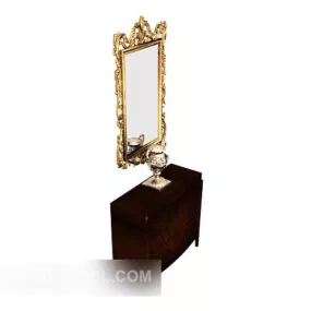 European Brown Traditional Hall Cabinet 3d model