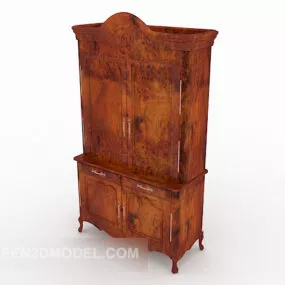 European Brown Wardrobe Red Wood 3d model