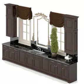 European Cabinet Furniture With Curtain 3d model