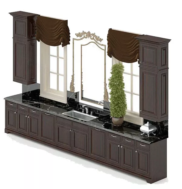 Two Layers Textile Curtain For Window 3d model