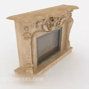 European Carved Fireplace 3d model