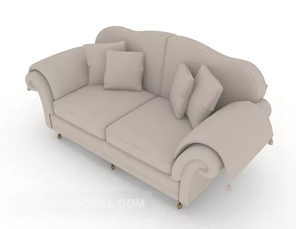 European Casual Simple Gray Double Sofa 3d model European Casual Simple Gray Double Sofa 3d model