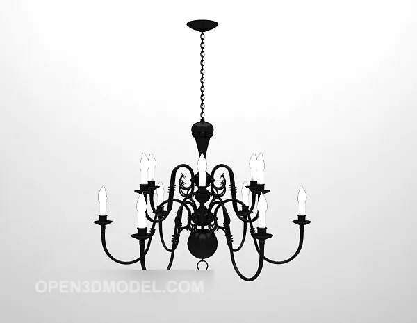 European Vintage Black Iron Chandelier 3d model European Vintage Black Iron Chandelier 3d model