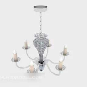 European Vintage White Shade Chandelier 3d model