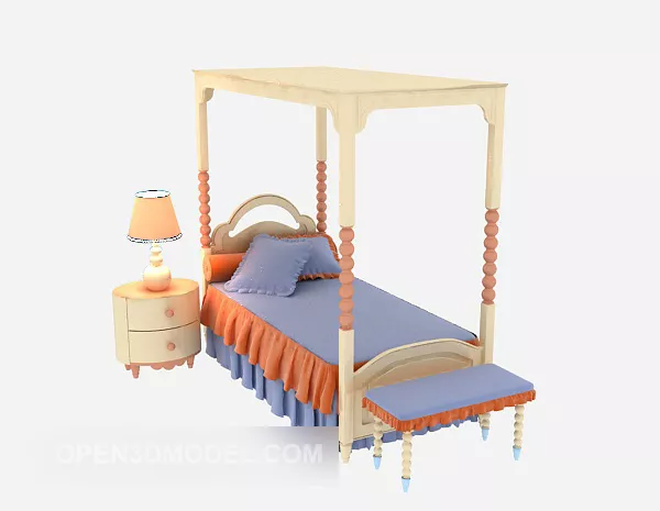 European Children Poster Bed Furniture 3d model European Children Poster Bed Furniture 3d model