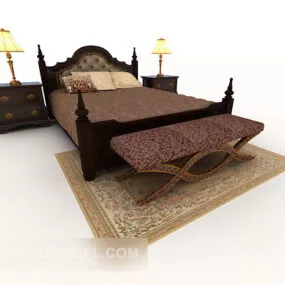 European Classic Double Bed 3d model
