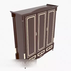 European Classic Three-door Wardrobe 3d model