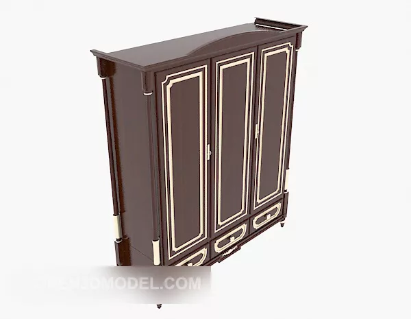 Morn Wardrobe Furniture With Side Shelf 3d model
