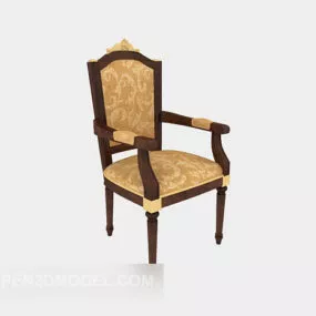 European Classic Solid Wood Lounge Chair 3d model
