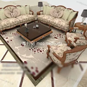 European Retro Combination Sofa Table 3d model