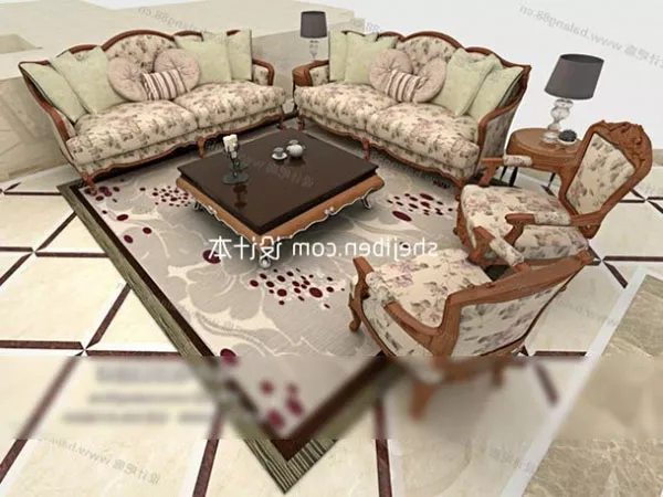 European Retro Combination Sofa Table 3d model European Retro Combination Sofa Table 3d model