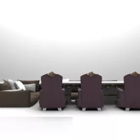 European Combination Sofa Chair Furniture 3d model