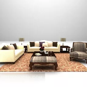 European Sofa Table Vintage Carpet 3d model