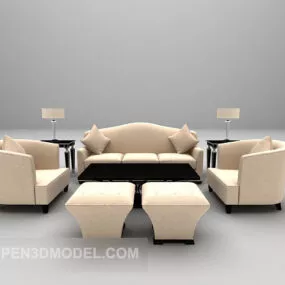 European Set Sofa Large Full 3d model