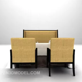 Simple European Combination Table Chair 3d model
